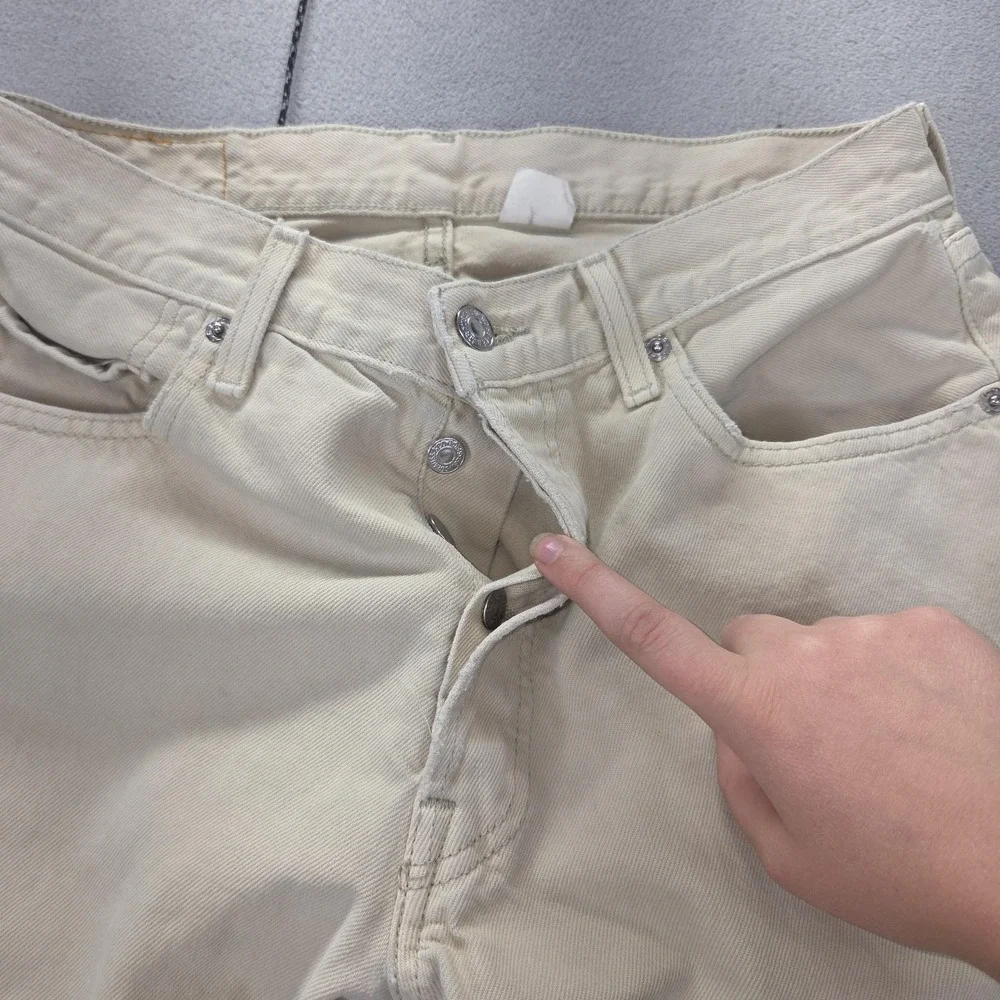 VTG Levis 501 Jeans Mens Cream Light Wash Straight Regular Button Fly Fits 28x28